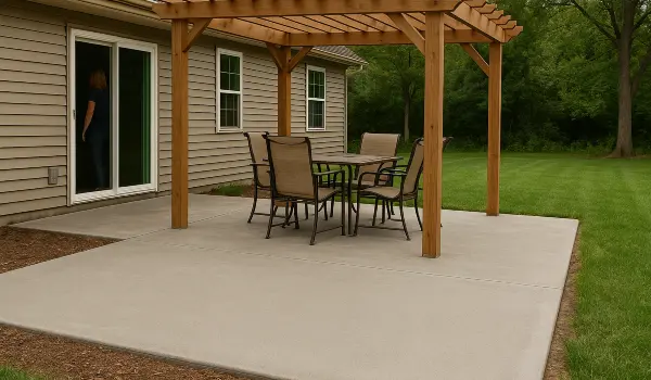 a concrete patio with a pergola from Mr. Concrete Construction San Antonio in Bulverde, TX - Bulverde TX