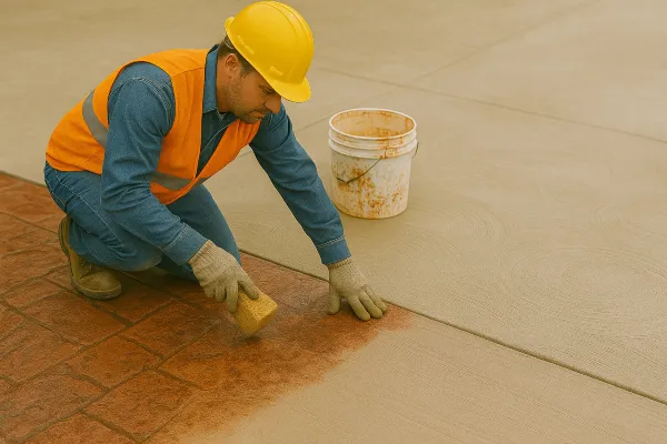 a male worker working on a concrete stamped project from Mr. Concrete Construction San Antonio in Bulverde, TX - Bulverde TX a male worker working on a concrete stamped project from Mr. Concrete Construction San Antonio in Bulverde, TX - Bulverde TX