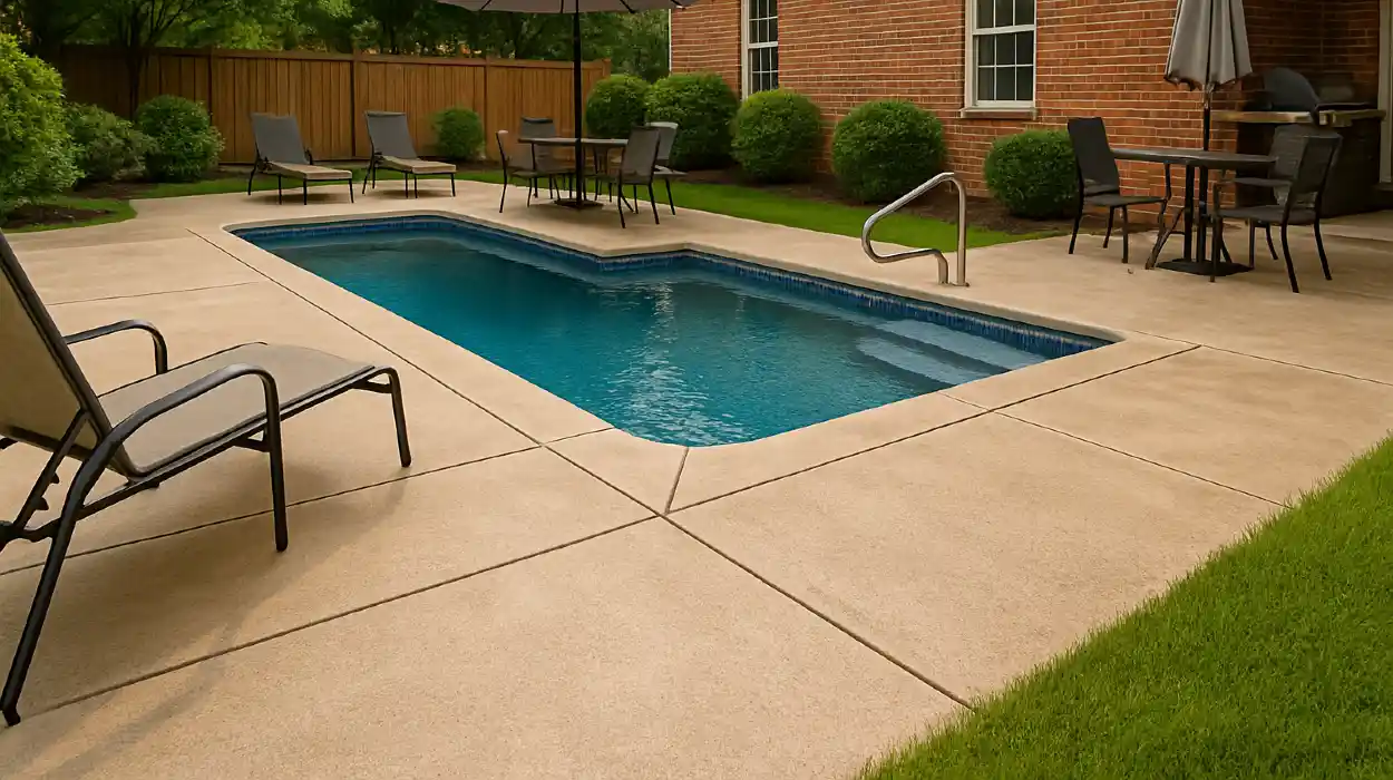 a swimming pool concrete deck from Mr. Concrete Construction San Antonio in Cibolo, TX - Cibolo TX