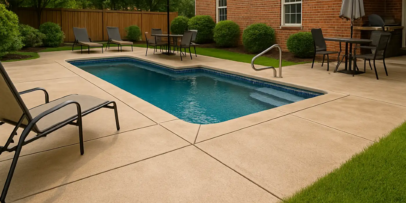 a swimming pool concrete deck from Mr. Concrete Construction San Antonio in Cibolo, TX - Cibolo TX a swimming pool concrete deck from Mr. Concrete Construction San Antonio in Cibolo, TX - Cibolo TX