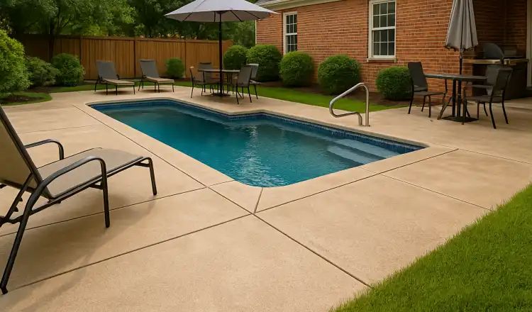 a swimming pool concrete deck from Mr. Concrete Construction San Antonio in Cibolo, TX - Cibolo TX