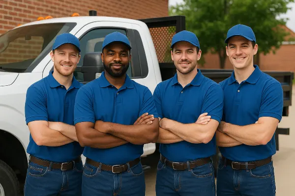 4 workers in uniform similing at the camera from Mr. Concrete Construction San Antonio in San Antonio, TX - Concrete Footing Services 4 workers in uniform similing at the camera from Mr. Concrete Construction San Antonio in San Antonio, TX - Concrete Footing Services