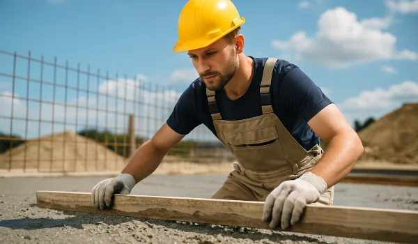 a male concrete worker spreading fresh cement on rebared ground from Mr. Concrete Construction San Antonio in Helotes, TX - Helotes TX