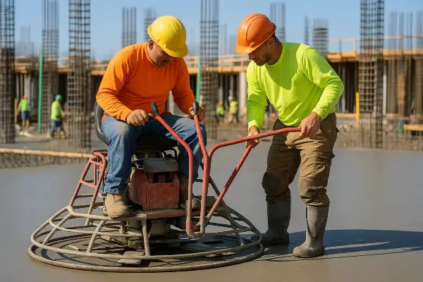 2 men using a machine to finish a concrete slab foundation from Mr. Concrete Construction San Antonio in New Braunfels, TX - New Braunfels TX 2 men using a machine to finish a concrete slab foundation from Mr. Concrete Construction San Antonio in New Braunfels, TX - New Braunfels TX