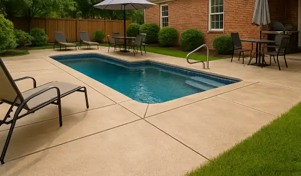 a swimming pool concrete deck from Mr. Concrete Construction San Antonio in San Antonio, TX - Stamped concrete work